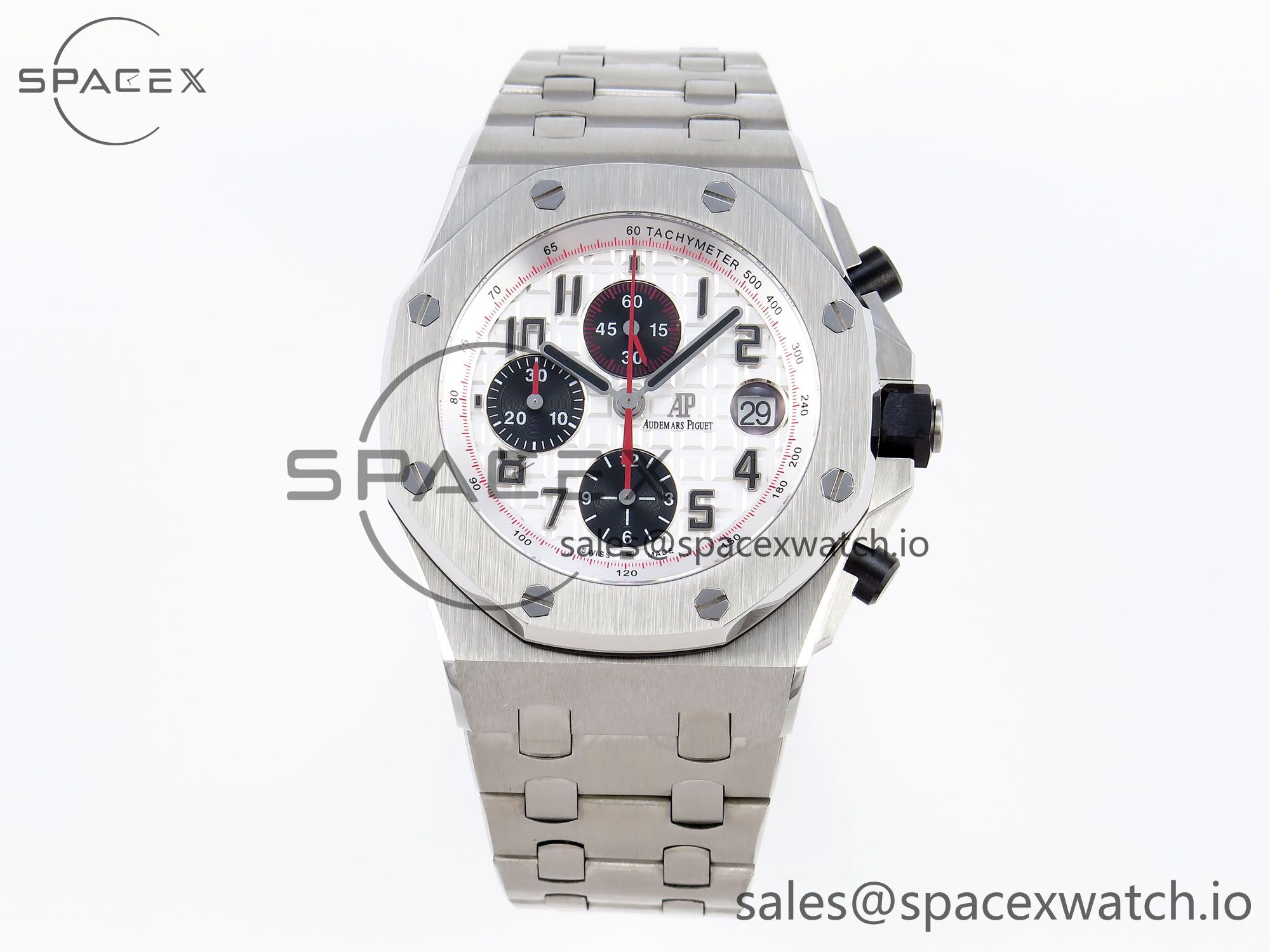 IMG_0224 AUDEMARS PIGUET ROYAL OAK OFFSHORE 42MM SS APF 1:1 BEST EDITION WHITE/BLACK DIAL ON SS BRACELET STRAP A7750 - Image 1