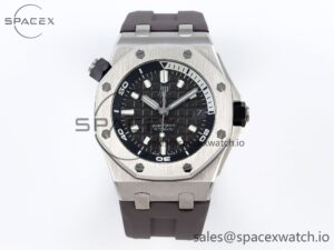 AUDEMARS PIGUET ROYAL OAK OFFSHORE DIVER 15720 APSF 1:1 BEST EDITION GRAY DIAL ON GRAY RUBBER STRAP SA4308