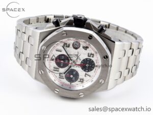 AUDEMARS PIGUET ROYAL OAK OFFSHORE 42MM SS APF 1:1 BEST EDITION WHITE/BLACK DIAL ON SS BRACELET STRAP A7750 - Image 5