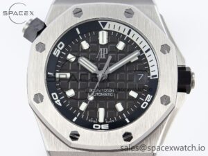 AUDEMARS PIGUET ROYAL OAK OFFSHORE DIVER 15720 APSF 1:1 BEST EDITION GRAY DIAL ON GRAY RUBBER STRAP SA4308 - Image 2