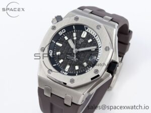 AUDEMARS PIGUET ROYAL OAK OFFSHORE DIVER 15720 APSF 1:1 BEST EDITION GRAY DIAL ON GRAY RUBBER STRAP SA4308 - Image 4