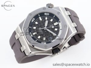 AUDEMARS PIGUET ROYAL OAK OFFSHORE DIVER 15720 APSF 1:1 BEST EDITION GRAY DIAL ON GRAY RUBBER STRAP SA4308 - Image 6
