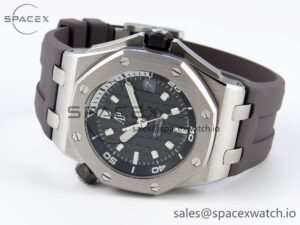 AUDEMARS PIGUET ROYAL OAK OFFSHORE DIVER 15720 APSF 1:1 BEST EDITION GRAY DIAL ON GRAY RUBBER STRAP SA4308 - Image 5