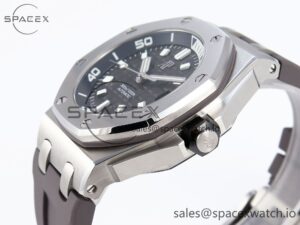 AUDEMARS PIGUET ROYAL OAK OFFSHORE DIVER 15720 APSF 1:1 BEST EDITION GRAY DIAL ON GRAY RUBBER STRAP SA4308 - Image 7