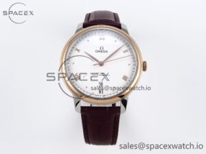 Omega De Ville Date RG MKF 1:1 Best Edition White Dial Roman Marker on Brown Leather Strap A8800