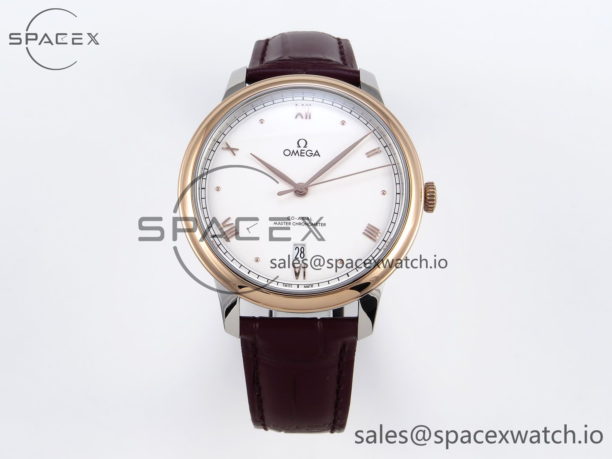 IMG_0242 Omega De Ville Date RG MKF 1:1 Best Edition White Dial Roman Marker on Brown Leather Strap A8800 - Image 1