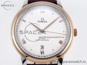 Omega De Ville Date RG MKF 1:1 Best Edition White Dial Roman Marker on Brown Leather Strap A8800 - Image 2