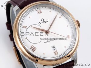 Omega De Ville Date RG MKF 1:1 Best Edition White Dial Roman Marker on Brown Leather Strap A8800 - Image 3