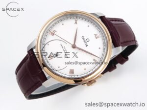 Omega De Ville Date RG MKF 1:1 Best Edition White Dial Roman Marker on Brown Leather Strap A8800 - Image 6