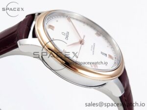 Omega De Ville Date RG MKF 1:1 Best Edition White Dial Roman Marker on Brown Leather Strap A8800 - Image 8