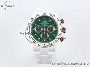 Rolex Daytona AET White Ceramic Case and Bracelet Green Dial SA4130 V2