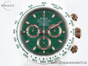 Rolex Daytona AET White Ceramic Case and Bracelet Green Dial SA4130 V2 - Image 2