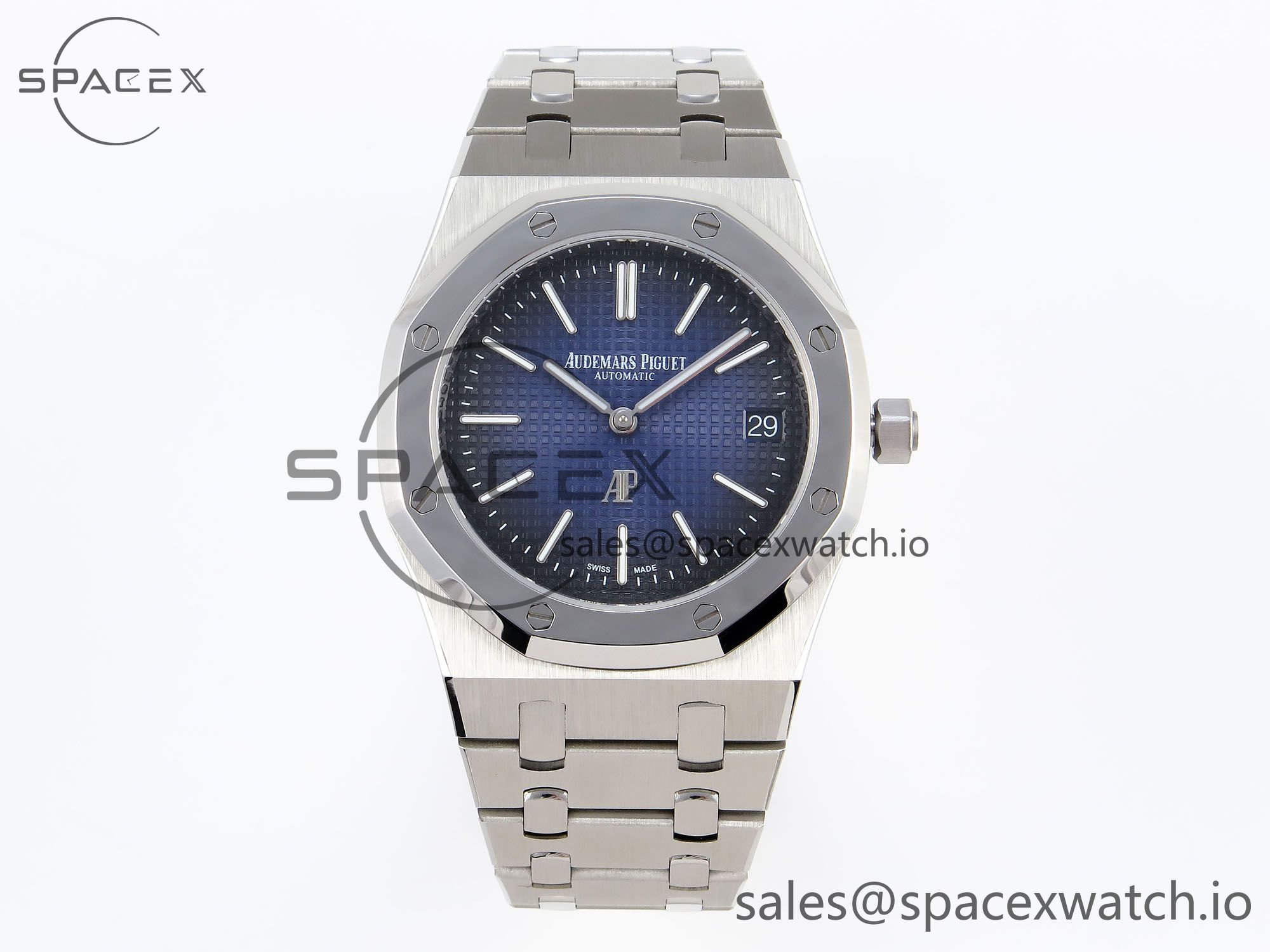 IMG_0252 Audermars Piguet Royal Oak 39mm 15202 SS IPF 1:1 Best Edition Blue/Black Textured Dial on SS Bracelet A2121 - Image 1