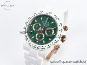 Rolex Daytona AET White Ceramic Case and Bracelet Green Dial SA4130 V2 - Image 4