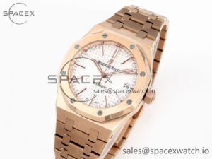 Audermars Piguet Royal Oak 37mm 15450 RG IPF Best Edition White Dial on RG Bracelet SA3120 Super Clone - Image 4