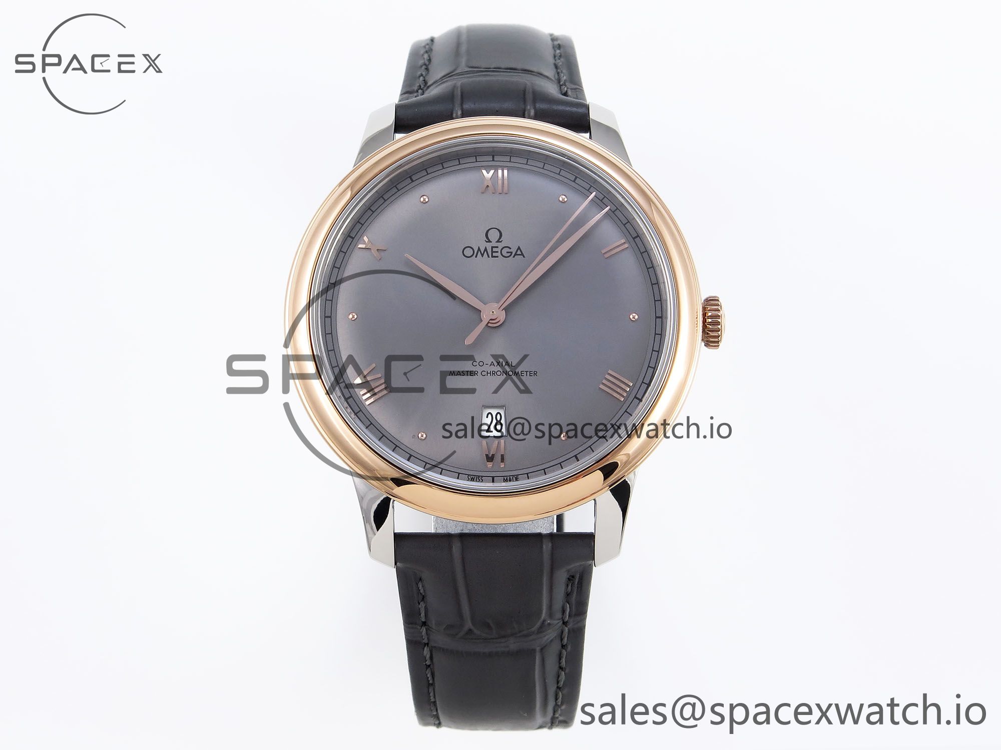 IMG_0254 Omega De Ville Date RG MKF 1:1 Best Edition Gray Dial Roman Marker on Gray Leather Strap A8800 - Image 1