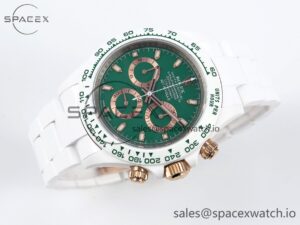 Rolex Daytona AET White Ceramic Case and Bracelet Green Dial SA4130 V2 - Image 6