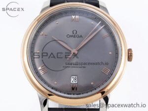Omega De Ville Date RG MKF 1:1 Best Edition Gray Dial Roman Marker on Gray Leather Strap A8800 - Image 2