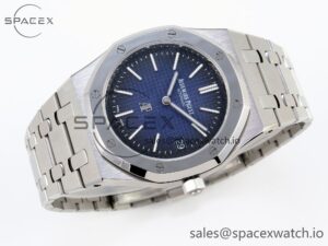 Audermars Piguet Royal Oak 39mm 15202 SS IPF 1:1 Best Edition Blue/Black Textured Dial on SS Bracelet A2121 - Image 6