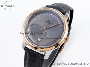 Omega De Ville Date RG MKF 1:1 Best Edition Gray Dial Roman Marker on Gray Leather Strap A8800 - Image 4