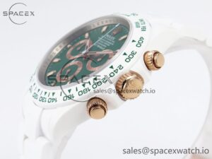 Rolex Daytona AET White Ceramic Case and Bracelet Green Dial SA4130 V2 - Image 7