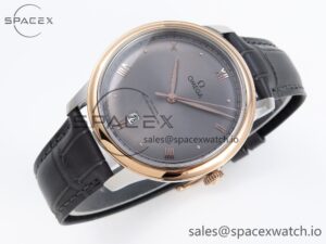 Omega De Ville Date RG MKF 1:1 Best Edition Gray Dial Roman Marker on Gray Leather Strap A8800 - Image 6
