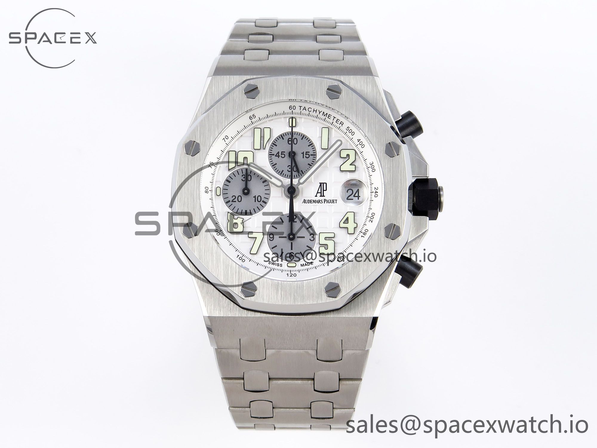 IMG_0258 AUDEMARS PIGUET ROYAL OAK OFFSHORE 42MM SS APF 1:1 BEST EDITION WHITE/SILVER DIAL ON SS BRACELET STRAP A7750 - Image 1