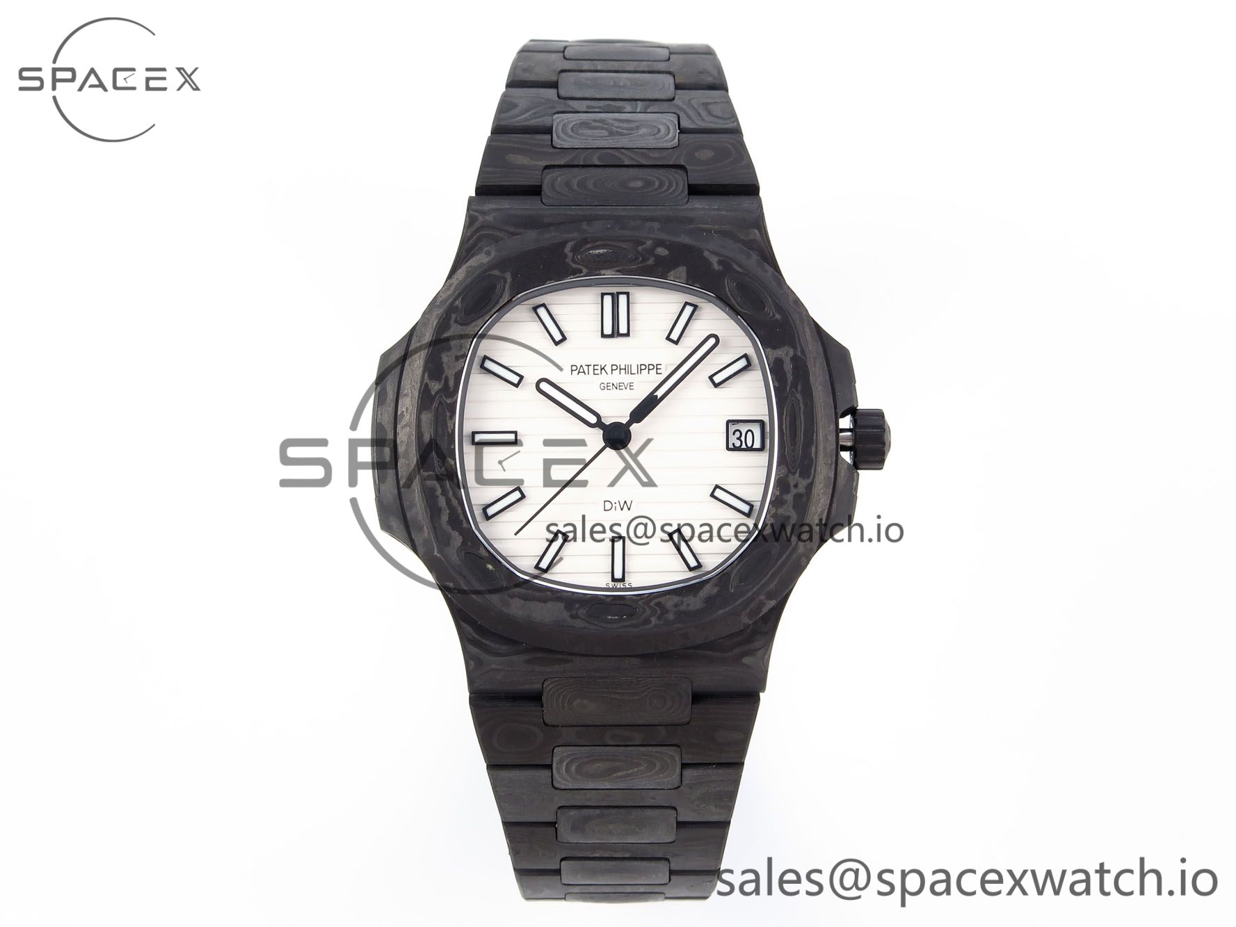 IMG_0260 Patek Philippe NAUTILUS 5711 DIW CARBON DIWF 1:1 BEST EDITION WHITE TEXTURED DIAL ON CARBON BRACELET 324CS - Image 1
