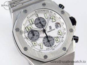 AUDEMARS PIGUET ROYAL OAK OFFSHORE 42MM SS APF 1:1 BEST EDITION WHITE/SILVER DIAL ON SS BRACELET STRAP A7750 - Image 3