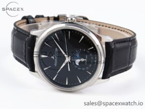 Jaeger-Lecoultre Master Ultra Thin Moon 1368420 SS ZF 1:1 Best Edition Black Dial on Black Leather Strap SA925 Super Clone V2 - Image 5