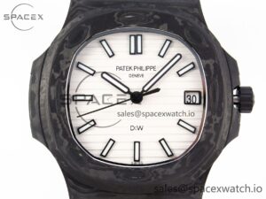 Patek Philippe NAUTILUS 5711 DIW CARBON DIWF 1:1 BEST EDITION WHITE TEXTURED DIAL ON CARBON BRACELET 324CS - Image 2