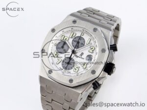 AUDEMARS PIGUET ROYAL OAK OFFSHORE 42MM SS APF 1:1 BEST EDITION WHITE/SILVER DIAL ON SS BRACELET STRAP A7750 - Image 4