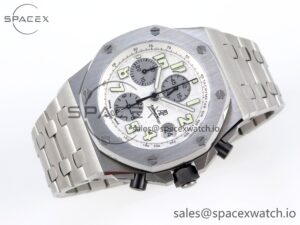 AUDEMARS PIGUET ROYAL OAK OFFSHORE 42MM SS APF 1:1 BEST EDITION WHITE/SILVER DIAL ON SS BRACELET STRAP A7750 - Image 6