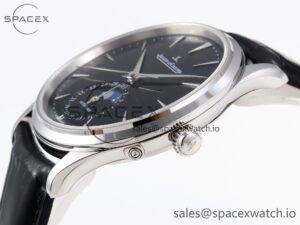 Jaeger-Lecoultre Master Ultra Thin Moon 1368420 SS ZF 1:1 Best Edition Black Dial on Black Leather Strap SA925 Super Clone V2 - Image 7