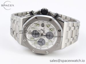 AUDEMARS PIGUET ROYAL OAK OFFSHORE 42MM SS APF 1:1 BEST EDITION WHITE/SILVER DIAL ON SS BRACELET STRAP A7750 - Image 5