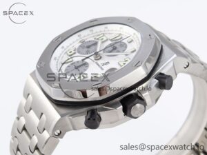 AUDEMARS PIGUET ROYAL OAK OFFSHORE 42MM SS APF 1:1 BEST EDITION WHITE/SILVER DIAL ON SS BRACELET STRAP A7750 - Image 7
