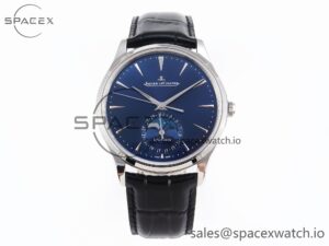 Jaeger-Lecoultre Master Ultra Thin Moon 1368420 SS ZF 1:1 Best Edition Blue Dial on Black Leather Strap SA925 Super Clone V2