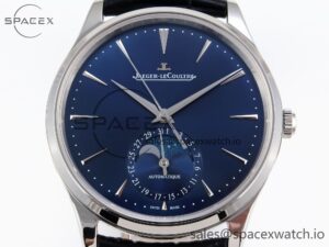 Jaeger-Lecoultre Master Ultra Thin Moon 1368420 SS ZF 1:1 Best Edition Blue Dial on Black Leather Strap SA925 Super Clone V2 - Image 2