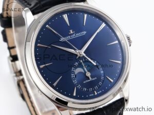 Jaeger-Lecoultre Master Ultra Thin Moon 1368420 SS ZF 1:1 Best Edition Blue Dial on Black Leather Strap SA925 Super Clone V2 - Image 3