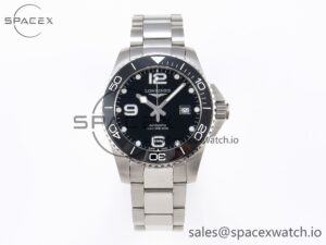 Longines Hydroconquest 43MM SS Black Ceramic Bezel XF 1:1 Best Edition Black Dial On SS Bracelet L888