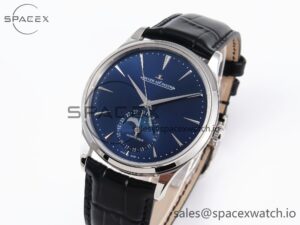 Jaeger-Lecoultre Master Ultra Thin Moon 1368420 SS ZF 1:1 Best Edition Blue Dial on Black Leather Strap SA925 Super Clone V2 - Image 4