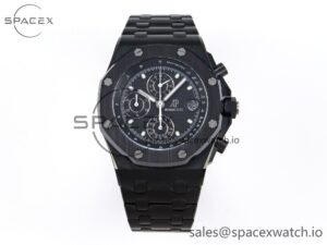 AUDEMARS PIGUET ROYAL OAK OFFSHORE 42MM BLACK CERAMIC APF 1:1 BEST EDITION BLACK TEXTURED DIAL ON BLACK CERAMIC BRACELET A4404