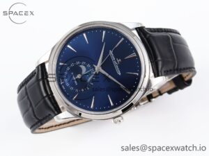 Jaeger-Lecoultre Master Ultra Thin Moon 1368420 SS ZF 1:1 Best Edition Blue Dial on Black Leather Strap SA925 Super Clone V2 - Image 6