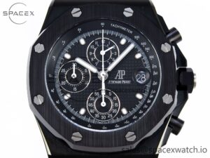 AUDEMARS PIGUET ROYAL OAK OFFSHORE 42MM BLACK CERAMIC APF 1:1 BEST EDITION BLACK TEXTURED DIAL ON BLACK CERAMIC BRACELET A4404 - Image 2