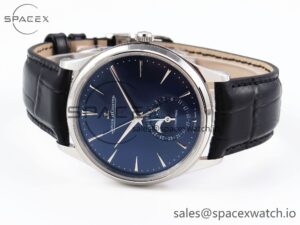 Jaeger-Lecoultre Master Ultra Thin Moon 1368420 SS ZF 1:1 Best Edition Blue Dial on Black Leather Strap SA925 Super Clone V2 - Image 5