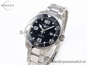 Longines Hydroconquest 43MM SS Black Ceramic Bezel XF 1:1 Best Edition Black Dial On SS Bracelet L888 - Image 4