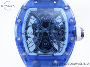 RICHARD MILLE RM53-02 BLUE TRANSPARENT TOURBILLON RMF BEST EDITION SKELETON DIAL ON WHITE RUBBER STRAP V2 - Image 2
