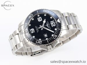 Longines Hydroconquest 43MM SS Black Ceramic Bezel XF 1:1 Best Edition Black Dial On SS Bracelet L888 - Image 6