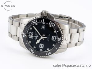 Longines Hydroconquest 43MM SS Black Ceramic Bezel XF 1:1 Best Edition Black Dial On SS Bracelet L888 - Image 5