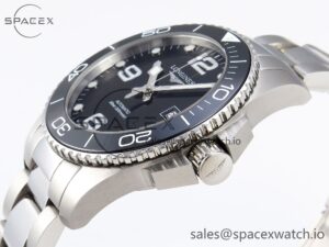 Longines Hydroconquest 43MM SS Black Ceramic Bezel XF 1:1 Best Edition Black Dial On SS Bracelet L888 - Image 7